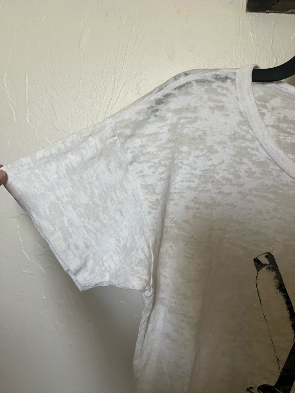 LAUREN MOSHI Peace & Love Graphic Burnout Pocket Tee Sz XS/S High Low White NWOT - Picture 5 of 12